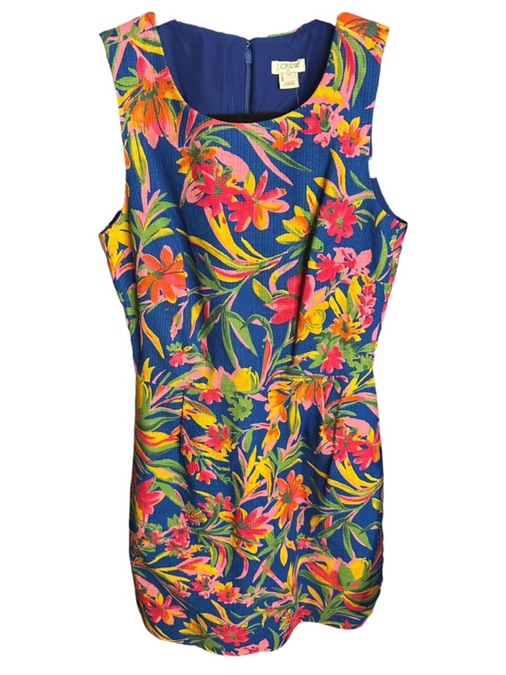 NWT J. Crew Royal Blue and Floral Dress Size 00